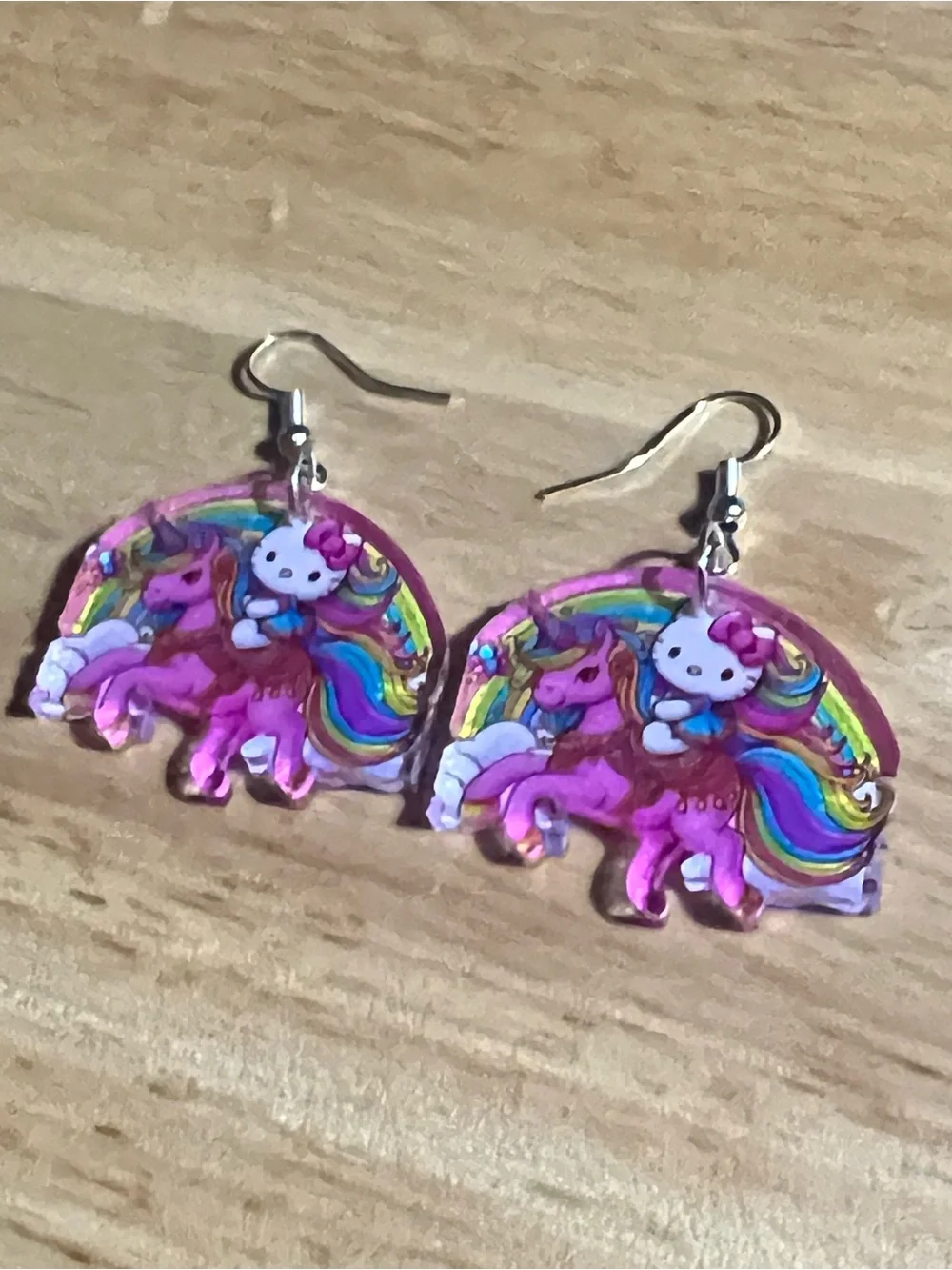 Hello Kitty Pink Unicorn Rainbow Earrings - Kids Accessories E60